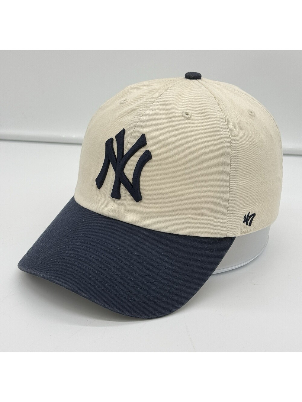 ’47 Brand New York Yankees MLB Cream Navy Adjustable Strapback Baseball Cap OSFA
